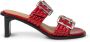 Ganni Rode leren studs platte sandalen - Thumbnail 1