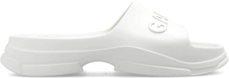 Ganni Rubberen slides met logo White Dames