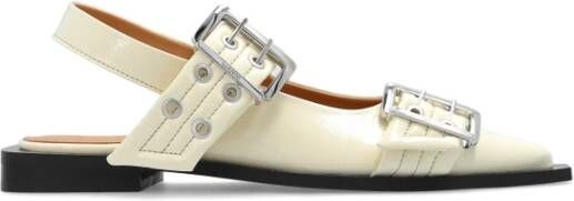 Ganni Stijlvolle Buckle Ballerina Schoenen Beige Dames