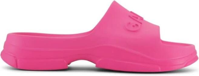 Ganni Rubberen slides met logo Pink Dames