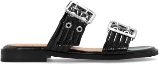 Ganni Slides met bandjes Black Dames