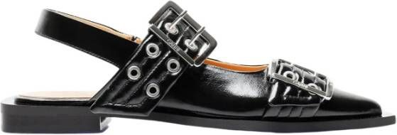Ganni Zwarte Ballerina's Synthetische Leren Schoenen