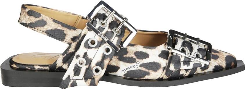 Ganni Stijlvolle Buckle Ballerina Satin Print