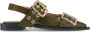 Ganni Chunky Buckle Ballerina Schoenen Green Dames - Thumbnail 1