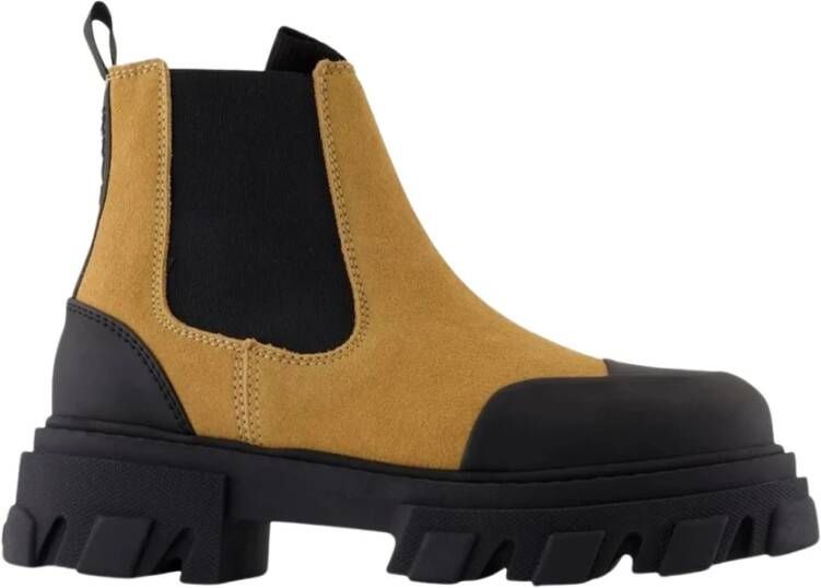 Ganni Bruin Leren Chelsea Enkellaarzen