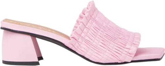 Ganni Technische Smock Kitten Heel Mules Roze Dames