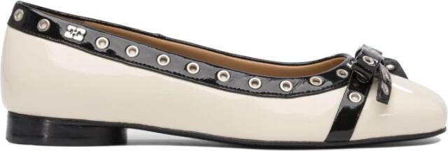 Ganni Witte Ballerina Flats met Strikdetail