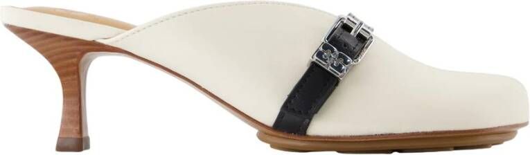 Ganni Witte Leren Sandalen met Hak