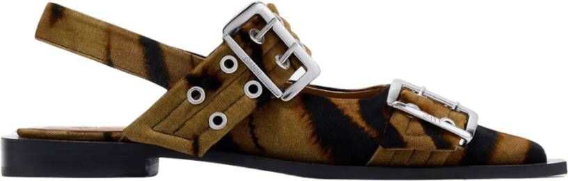 Ganni Zebra Print Feminine Buckle Ballerina Schoenen