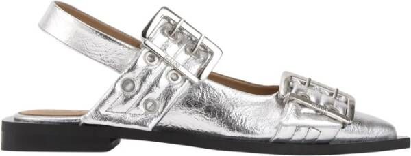 Ganni Zilver Metallic Ballerina Schoenen Gray Dames