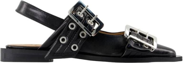 Ganni Zwarte Ballerina's Synthetische Leren Schoenen