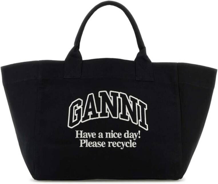 Ganni Zwarte canvas boodschappentas