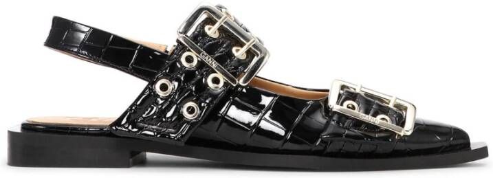 Ganni Bourgondische Feminine Buckle Ballerina Schoenen Red Dames