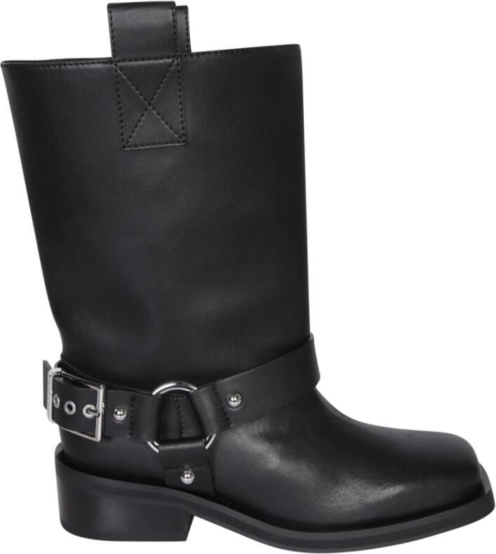 Ganni Zwarte enkellaarsjes met gespdetail Black Dames