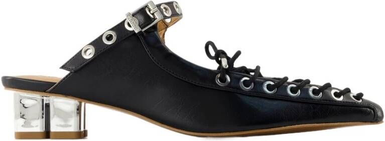 Ganni Zwarte Eyelets Sandalen Synthetisch Leer