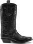 Ganni Zwarte Geborduurde Western Mid-Calf Laarzen Black Dames - Thumbnail 11