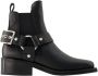 Ganni Zwarte Leren Chelsea Biker Enkellaarzen Black Dames - Thumbnail 1