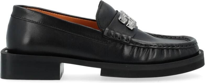 Ganni Butterfly Logo Moccasins Leer Zwart Black Dames - Foto 2