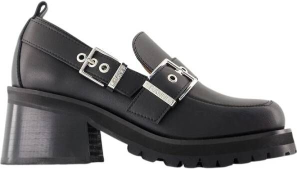 Ganni Zwarte Leren Vrouwelijke Loafers