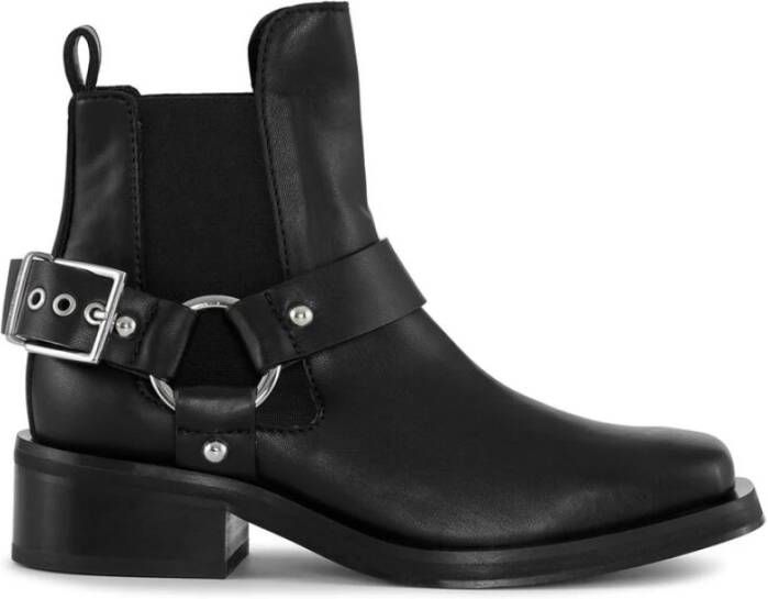 Ganni Zwarte Low Cut Biker Chelsea Laarzen Black Dames