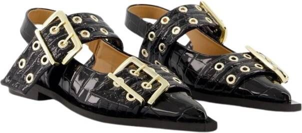 Ganni Zwarte Ronde Neus Ballerina's Black Dames