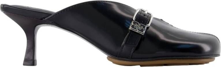 Ganni Zwarte sandalen met hak Leer Instapper