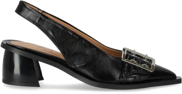 Ganni Zwarte Vrouwelijke Gesp Slingback Pump Black Dames