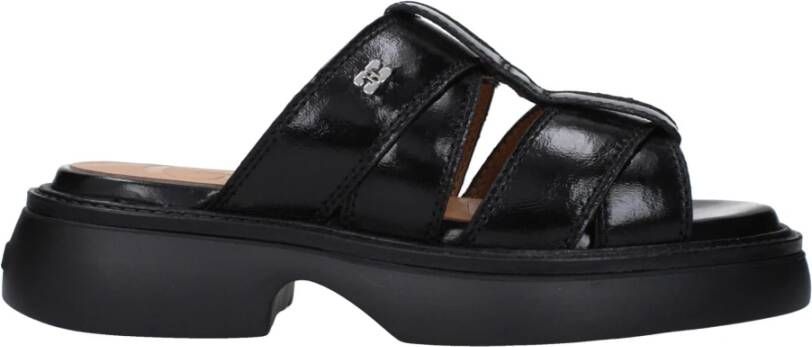 Ganni Zwarte Stoffen Slof Casual Schoen