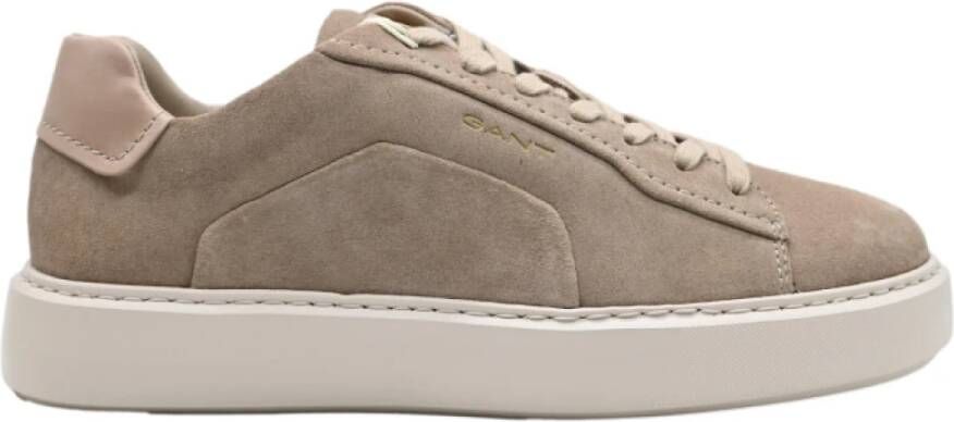 Gant Taupe Cow Suede Sneakers Gray Heren