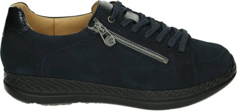 Ganter Blauwe Leren Sportieve Lage Schoenen