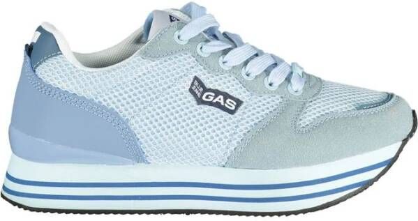 GAS Blauwe Polyester Sneakers met Veters Contrastdetails Logo Blue Dames