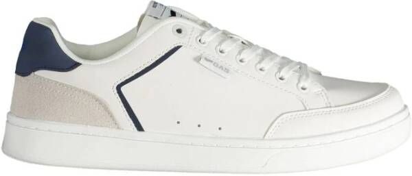 GAS Witte Polyester Sneaker met Blauwe Accents