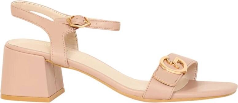 Gattinoni Roze leren sandalen met logo detail Pink Dames