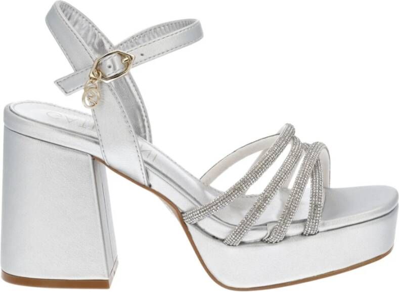 Gattinoni Zilveren Hoge Hak Sandalen Verhogen Stijl