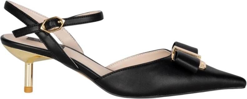 Gattinoni Zwarte sandalen met lage contrasthak
