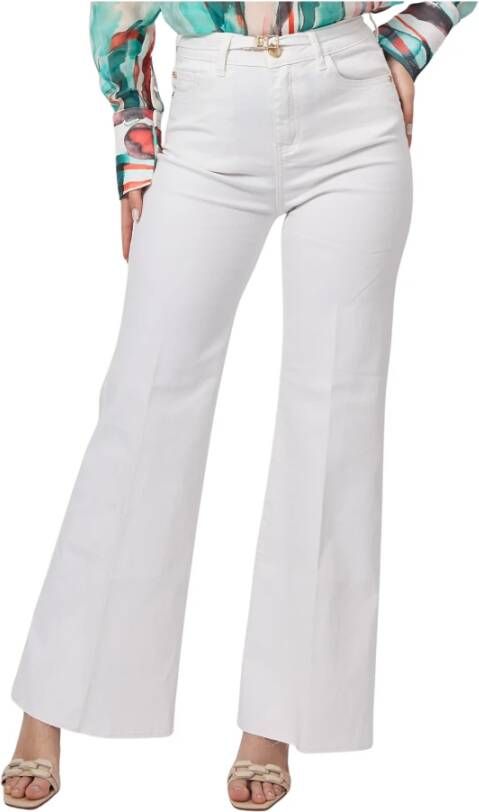 Gaudi Witte Flare Bootcut Broek met Riem