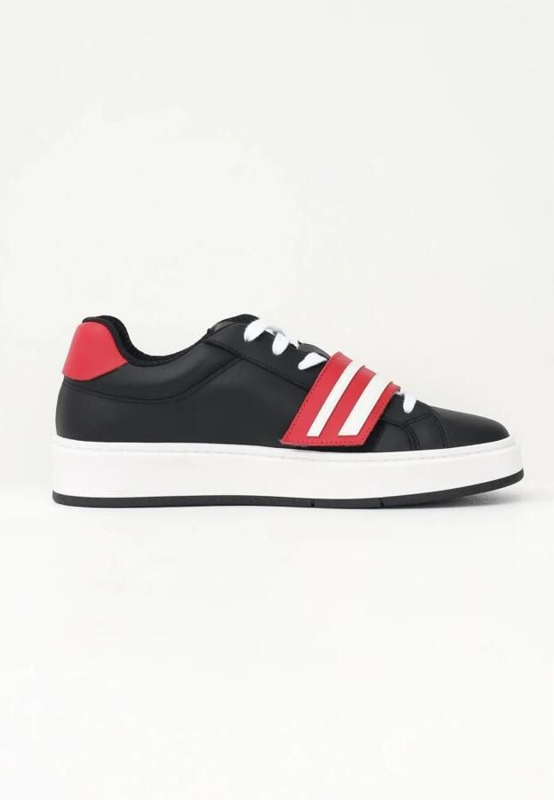 Gcds Band Logo Sneakers Zwart Rood Leer