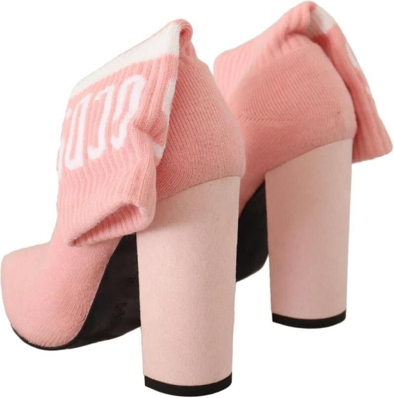 Gcds Pink Suede Logo Socks Block Heel Ankle Boots Shoes Roze Dames - Foto 2