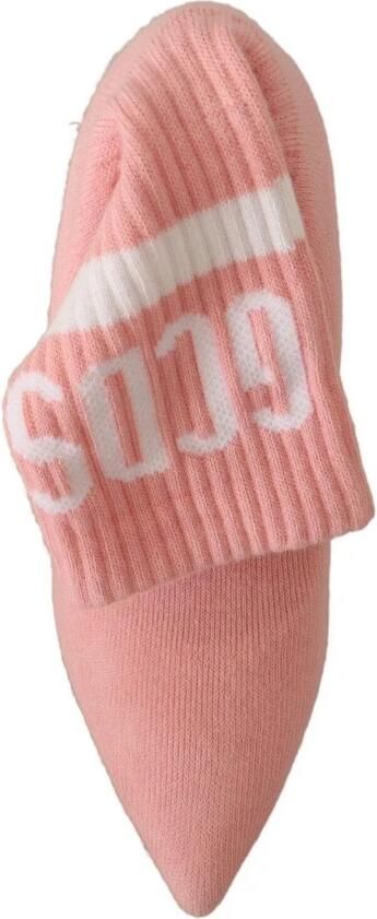 Gcds Pink Suede Logo Socks Block Heel Ankle Boots Shoes Roze Dames - Foto 5