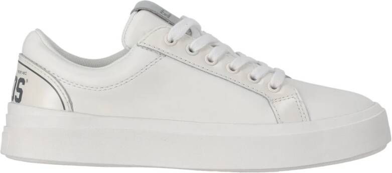 Gcds Witte leren sneaker met grijs inzetstuk White
