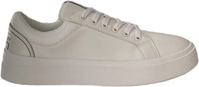 Gcds Witte leren sneaker met grijs inzetstuk White