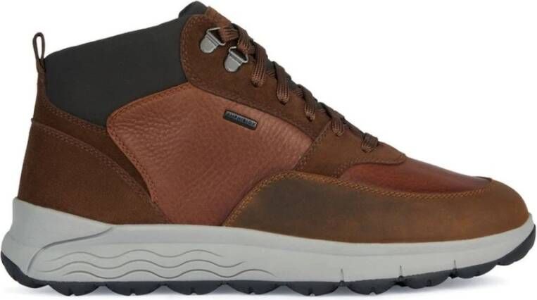 Geox Bruin Leren Enkellaarsjes Brown Heren