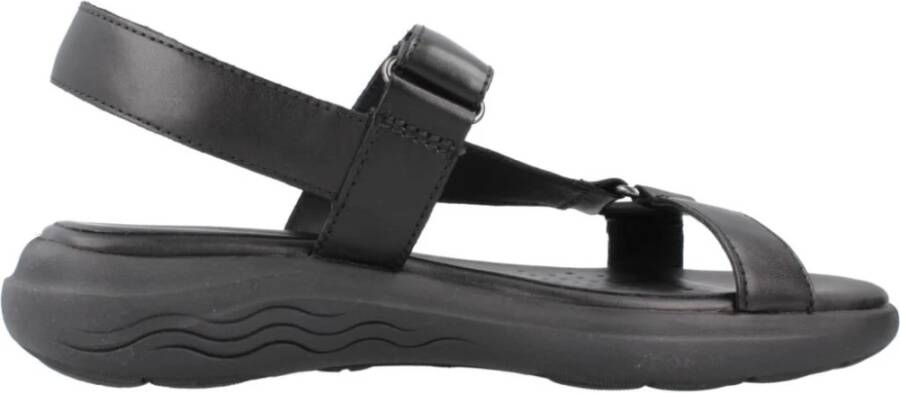 Geox Comfortabele platte sandalen voor vrouwen Black Dames