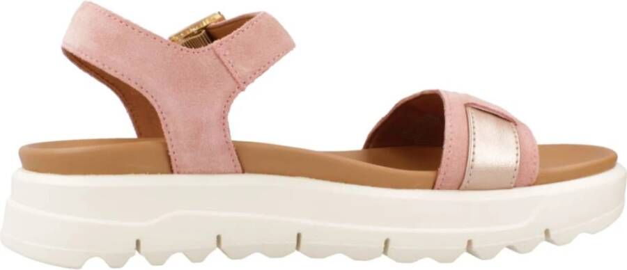 Geox Comfortabele platte sandalen voor vrouwen Pink Dames