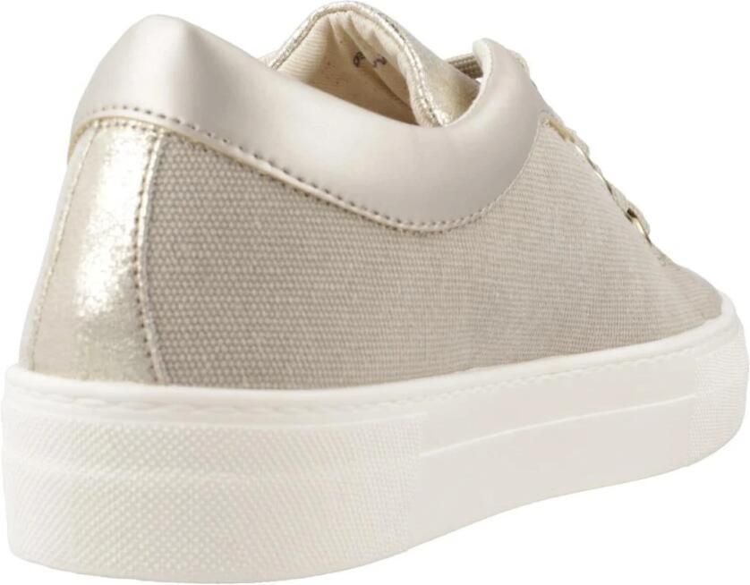 Geox Beige Canvas Sneakers met Metalen Details