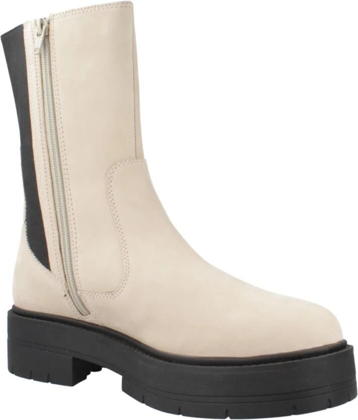 Geox Ademende en Gedempte Leren Hoge Laarzen Beige Dames - Foto 4