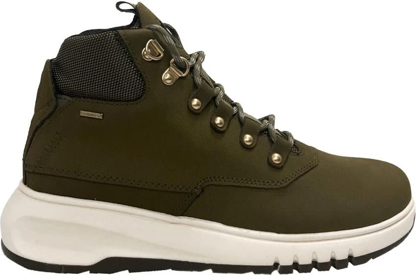 Geox Hoogwaardige Veterschoenen met Ronde Neus en Logo Zool Groen Dames