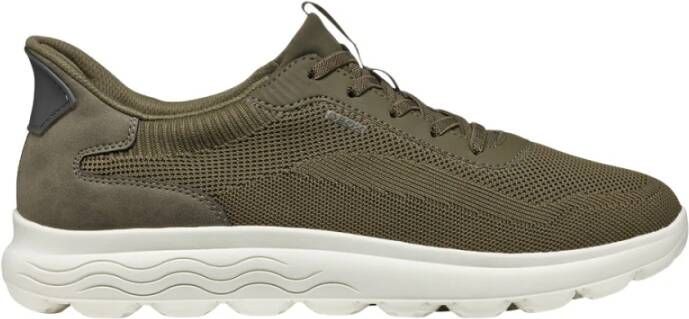 Geox Groene Gebreide Sneaker met Nubuck Details