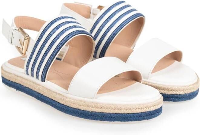 Geox Witte Blauwe Casual Platte Sandalen White Dames