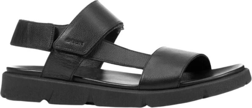 Geox Zwarte platte sandalen voor mannen Black Heren